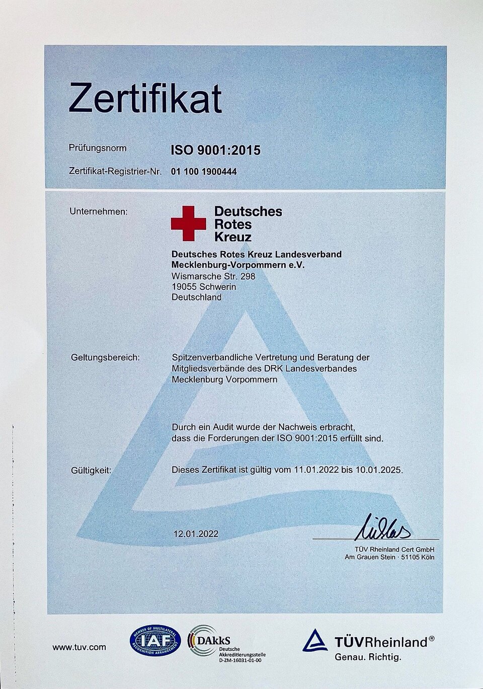 2022: Zertifikat TÜV Compliance