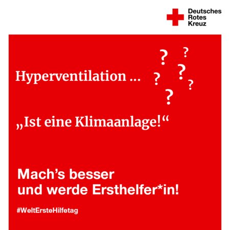Deutsches Rotes Kreuz Logo, Hinweis auf Erste-Hilfe-Ausbildung. Text: "Mach’s besser und werde Ersthelfer*in!